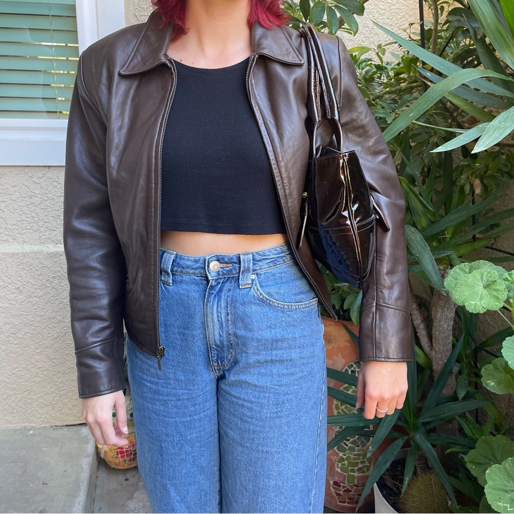 Vintage dark brown Valerie Stevens lambskin leather jacket with pockets - Picture 15 of 15